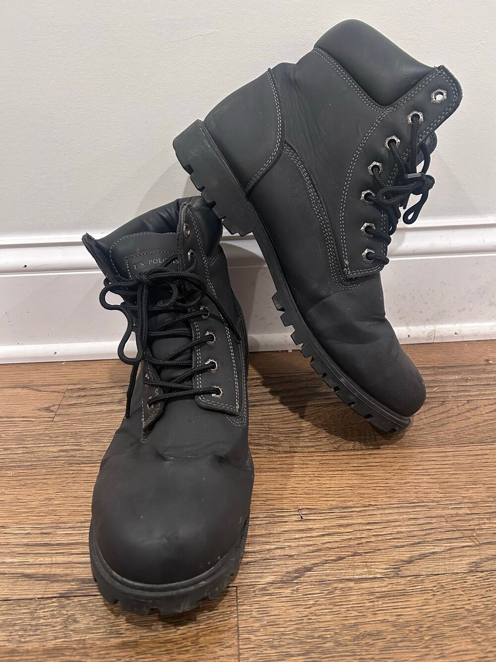 US Polo Assn Owen High Black Boots Mens 12M Lug Sole Lace Up Winter Work Combat